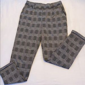 black and white plaid cuffed pants